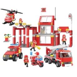 Bloques de construcción estación de bomberos con vehículos de rescate - 827 piezas