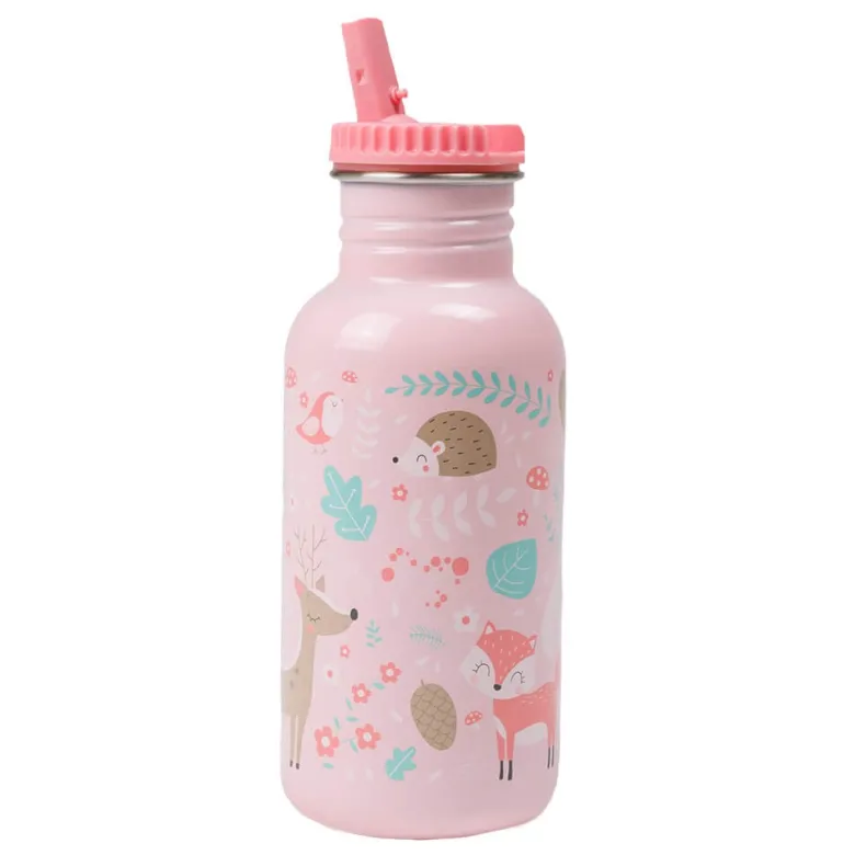 Botella de agua personalizable para niños con diseño de animales del bosque
