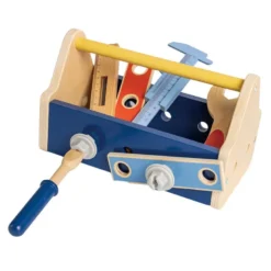Caja de herramientas de madera con accesorios
