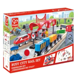 Circuito de tren ciudad bulliciosa