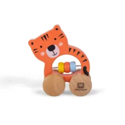 Coche de madera con cuentas - Tigre
