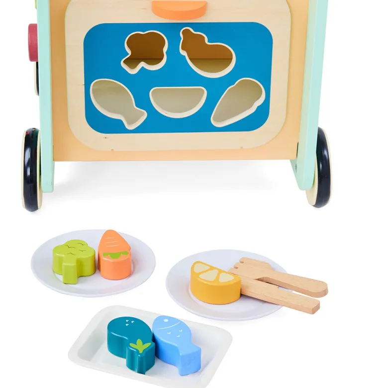 Cocina caminador de madera 2 en 1