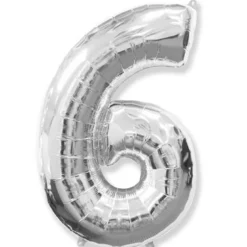 Globo plata en forma de número 6