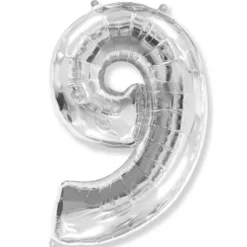 Globo plata en forma de número 9