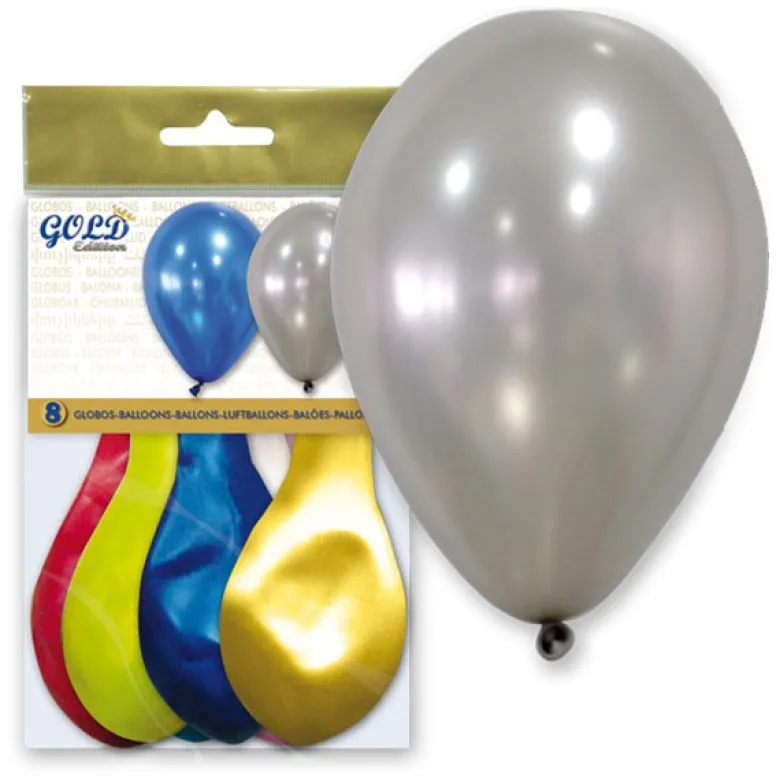 8 globos metalizados Gold Edition Mix