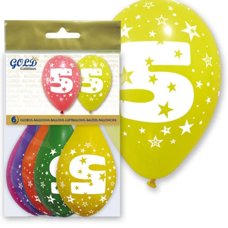 6 globos número 5