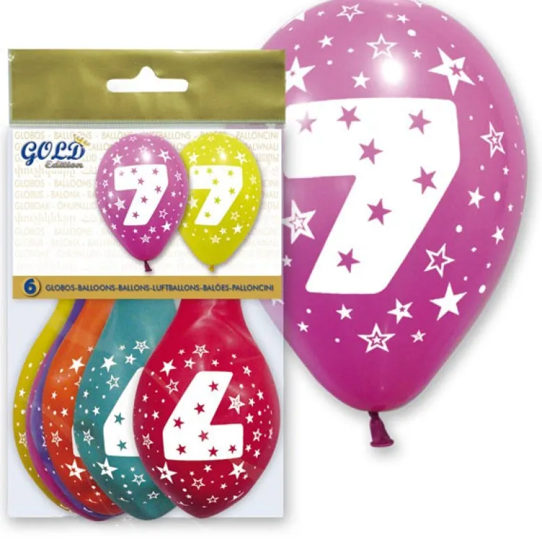 6 globos número 7