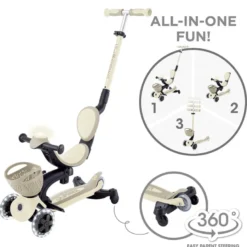 Go Up Baby Lights 360 – Patinete Evolutivo con Luces (Taupe)