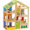 Gran casa de muñecas de madera con muebles