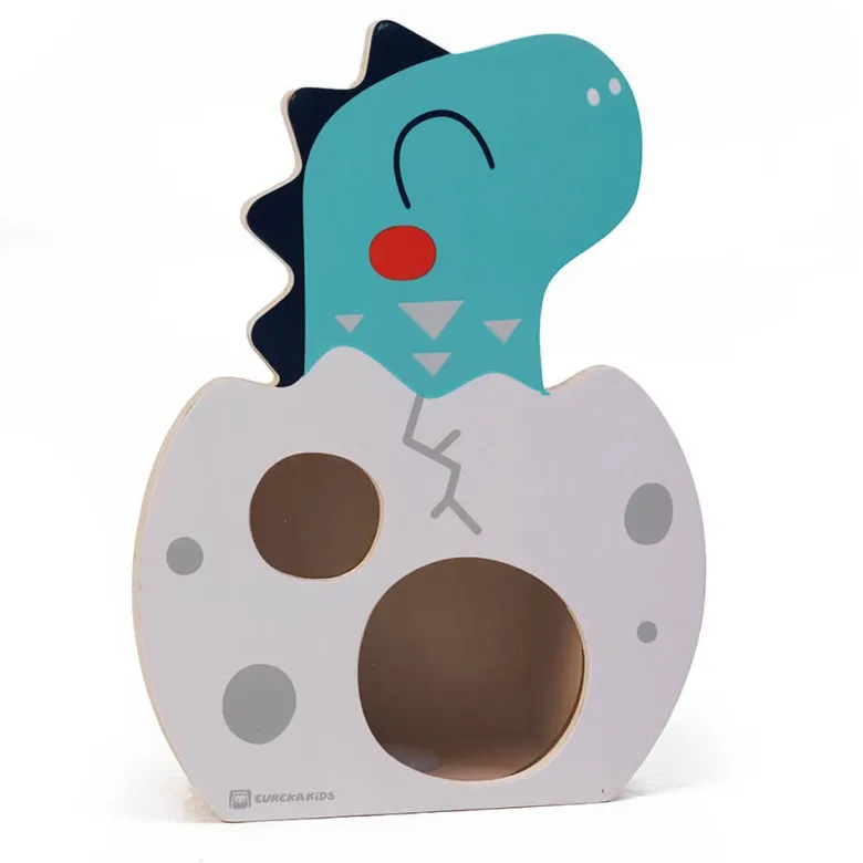 Hucha infantil de madera con forma de dinosaurio