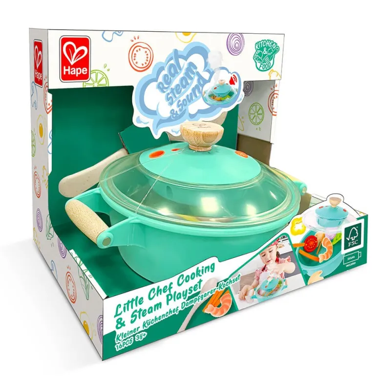 Juego para cocinar al vapor con comida y accesorios