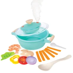 Juego para cocinar al vapor con comida y accesorios