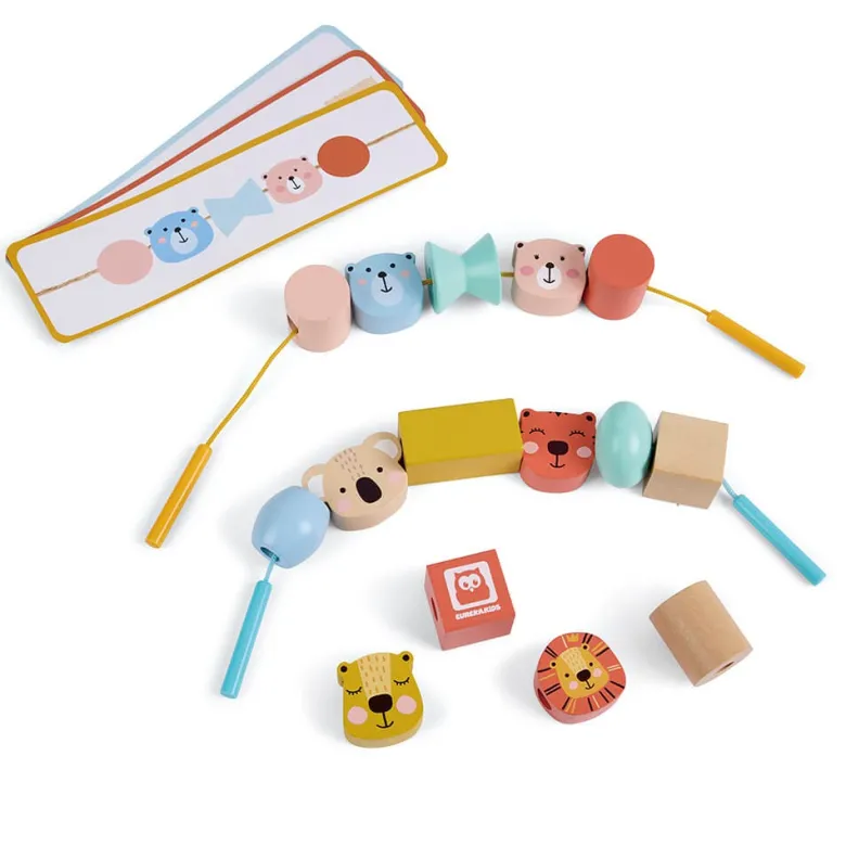 Juguete de madera para hacer cuentas - animales enlazables