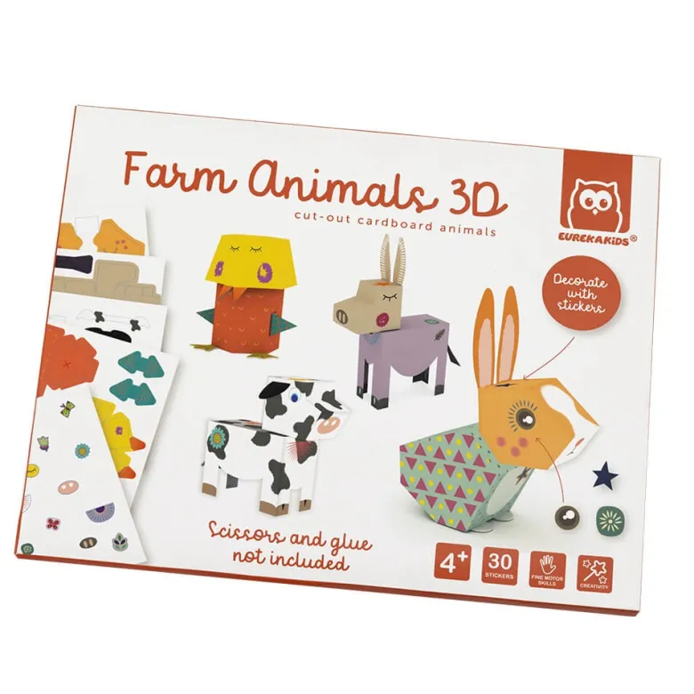Láminas para construir animales 3D de cartón – Farm Animals