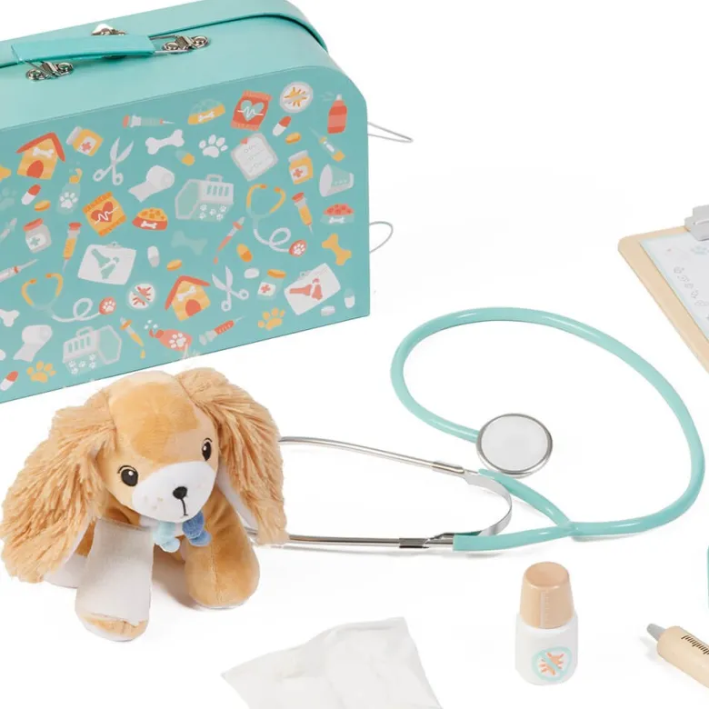 Maletín profesional de juguete con 14 accesorios - Veterinario
