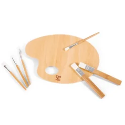 Paleta artística de madera con 6 pinceles