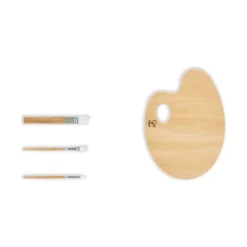 Paleta artística de madera con 6 pinceles