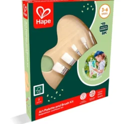 Paleta artística de madera con 6 pinceles