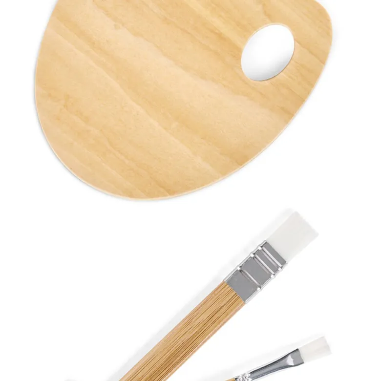 Paleta artística de madera con 6 pinceles