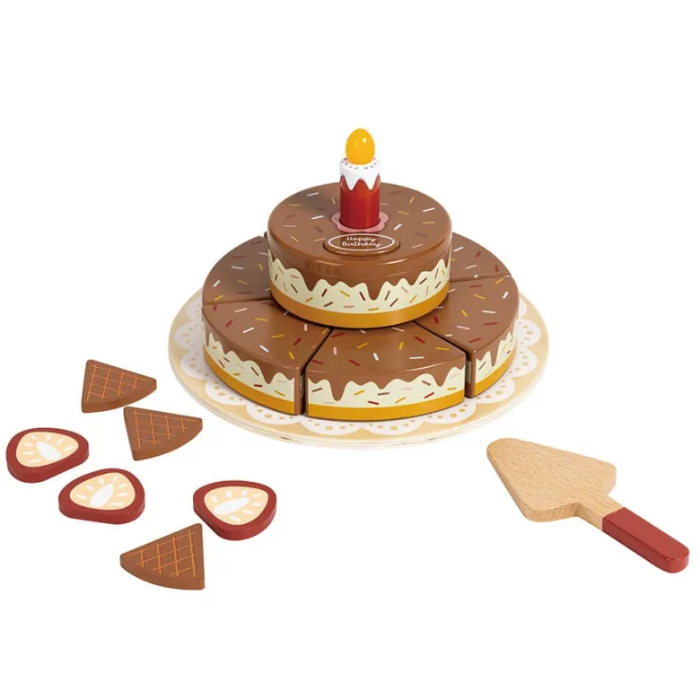 Pastel de cumpleaños interactivo de madera