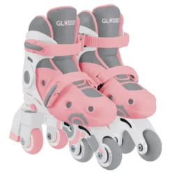 Patines evolutivos 2 en 1 para patinar en linea - Talla 30-33 color rosa pastel