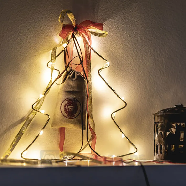 Pequeño árbol de navidad con luces