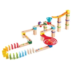 Pista de canicas de madera para hacer carreras – 81 piezas