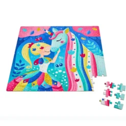 Puzle de 208 piezas: Niña y unicornio brillante