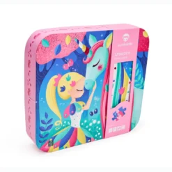 Puzle de 208 piezas: Niña y unicornio brillante