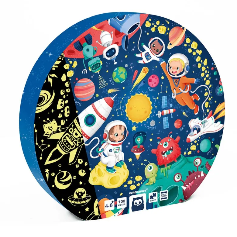Puzle esférico gigante de 100 piezas que brilla en la oscuridad – Solar System Adventure