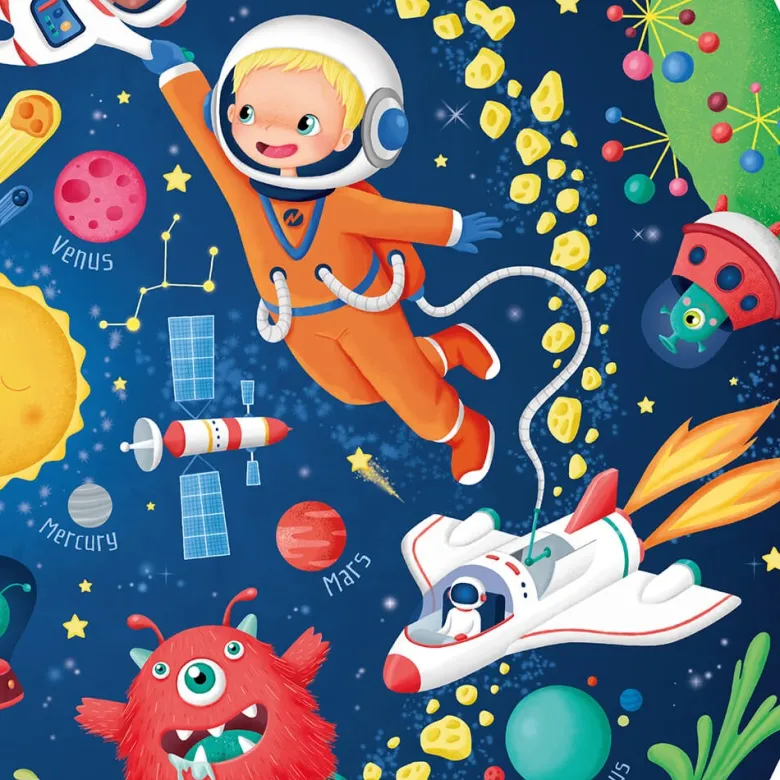 Puzle esférico gigante de 100 piezas que brilla en la oscuridad – Solar System Adventure