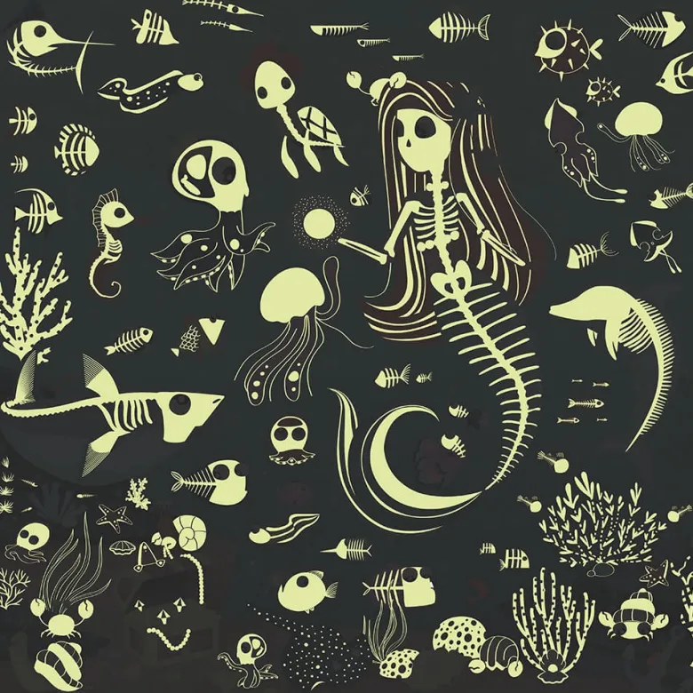 Puzle gigante de 100 piezas que brilla en la oscuridad – Mermaid Treasure