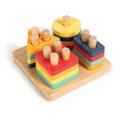 Puzle y encajable de madera Montessori 2 en 1