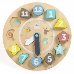 Reloj encajable de madera con tarjetas para aprender las horas