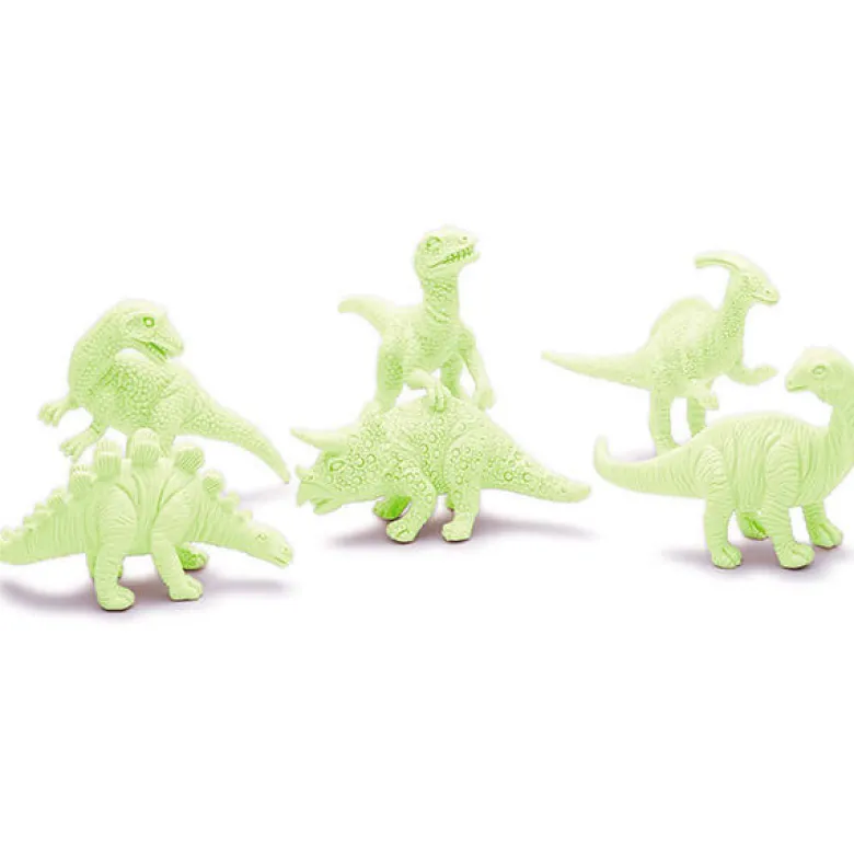 Roca con dinosaurio resplandeciente