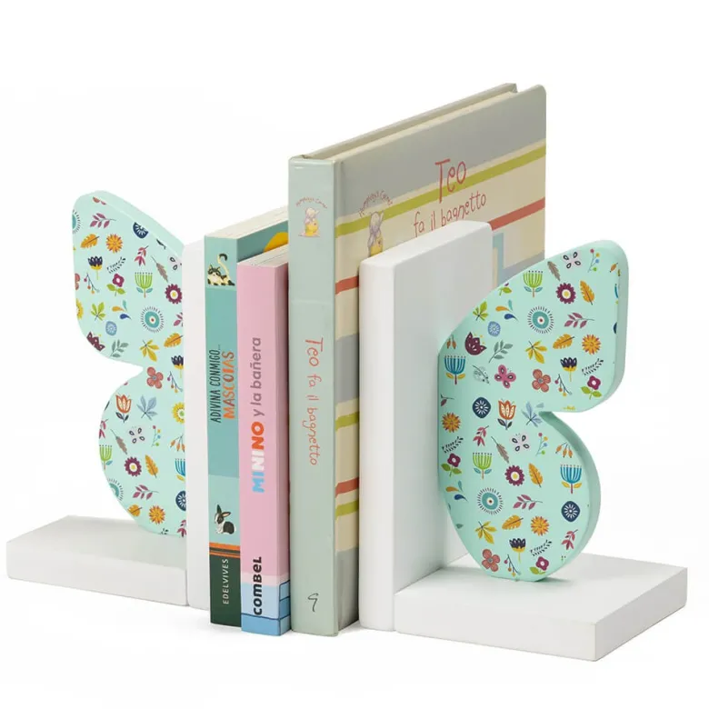 Sujetalibros infantil original y decorativo de madera con forma de mariposa