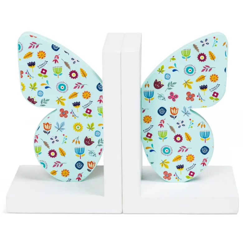 Sujetalibros infantil original y decorativo de madera con forma de mariposa