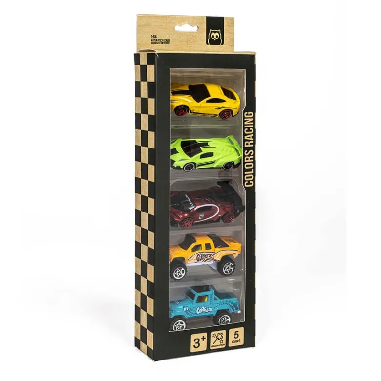 Surtido 5 coches de carreras Colors Racing Metal Cars