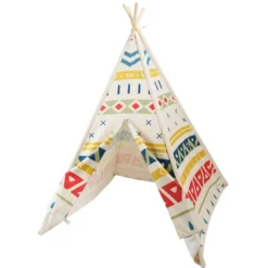 Tienda tipi para niños de madera y tela – Tribal