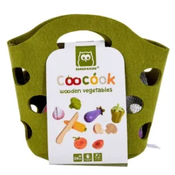Verduras de madera con cuchillo de juguete para aprender a cortar